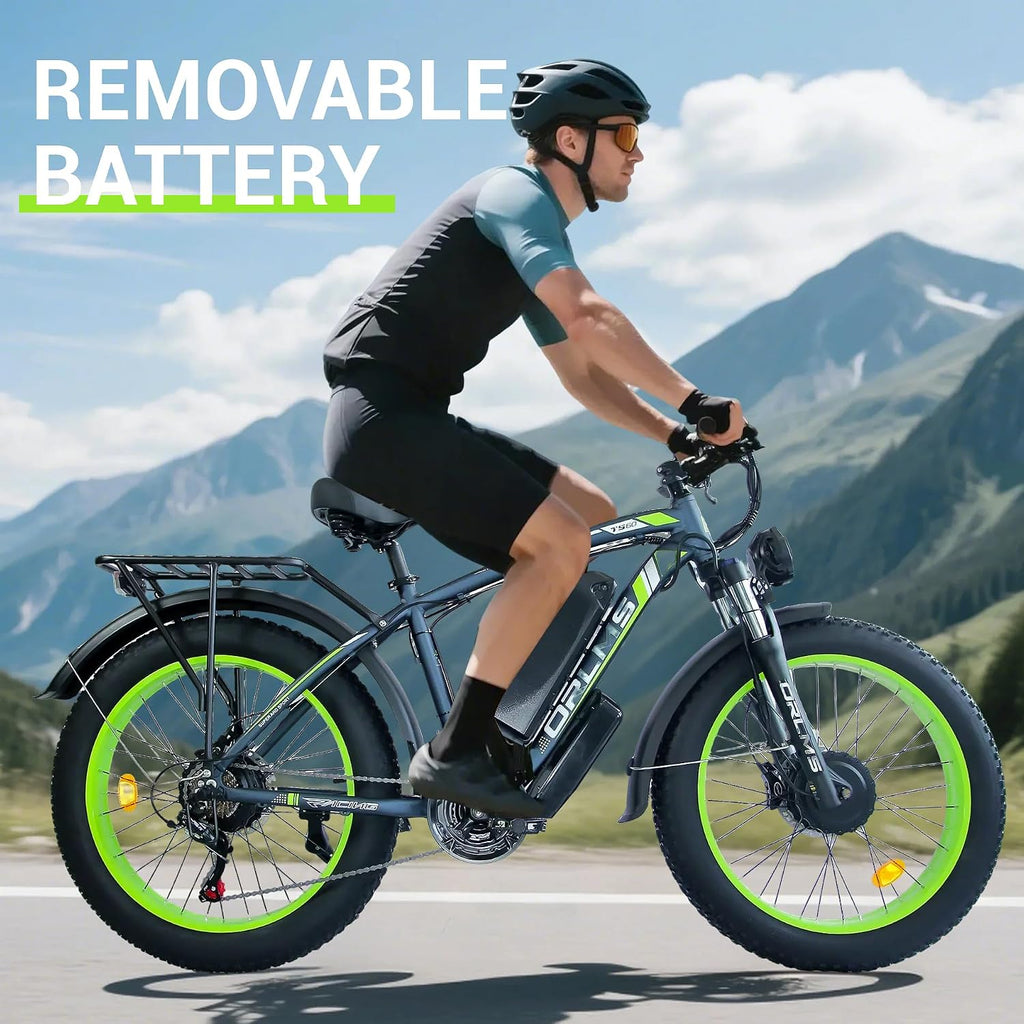 6000W Peak Dual Motor Electric Bike for Adults, 60V 25AH Battery, 45MPH & 100 Miles Range,21-Speed Full Suspension, 26' x 4.0' Fat Tire Off-Road E-Bike for All Terrain Snow Sand