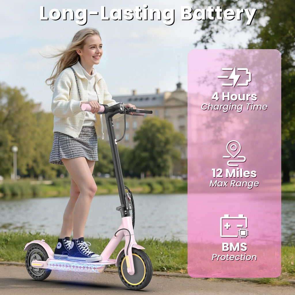 Electric Scooter, 350W Motor, 19 Mph Speed & 15 Miles Range, 8.5' Solid Tires, Lightweight Foldable Scooter with Dual Braking System, Max Load 265LBS