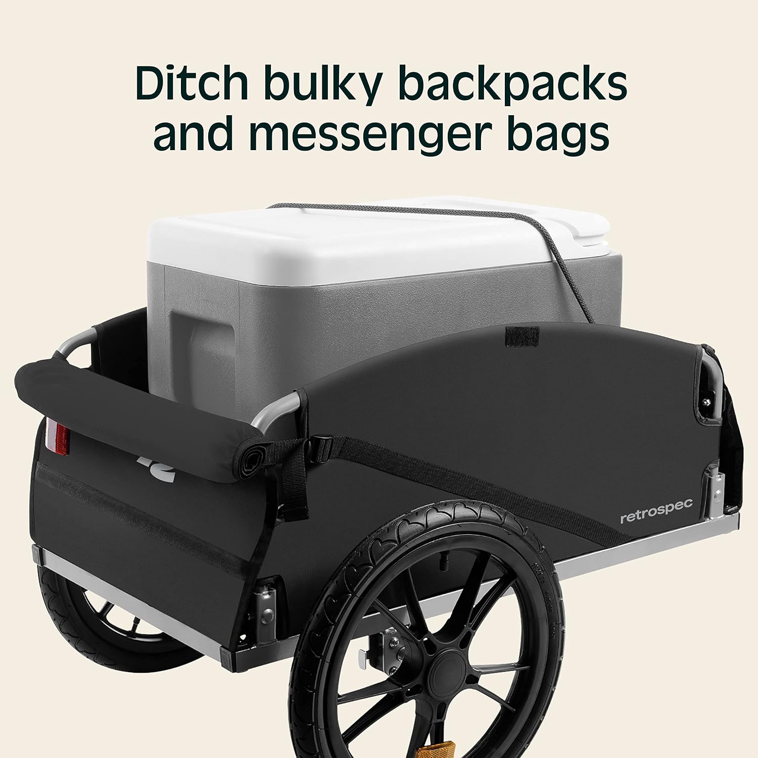 Retrospec Rover Hauler Bike Cargo Trailer - Foldable Frame with Weather-Resistant Fabric & 80lb Capacity - Universal Bike Trailer for 20-29in Wheels - Includes Safety Flag & D-Ring Anchors