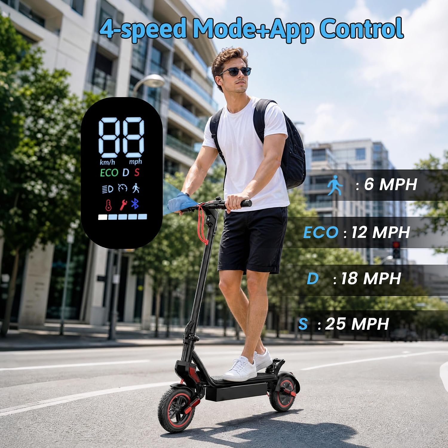 Electric Scooter, 500W/750W Powerful Motor, 22/25 MPH Top Speed & 23/28 Miles Range, 9.3'/10' Tires, Foldable Commuter Scooter for Adults and Teens with Dual Braking,Cruise Control,APP Control
