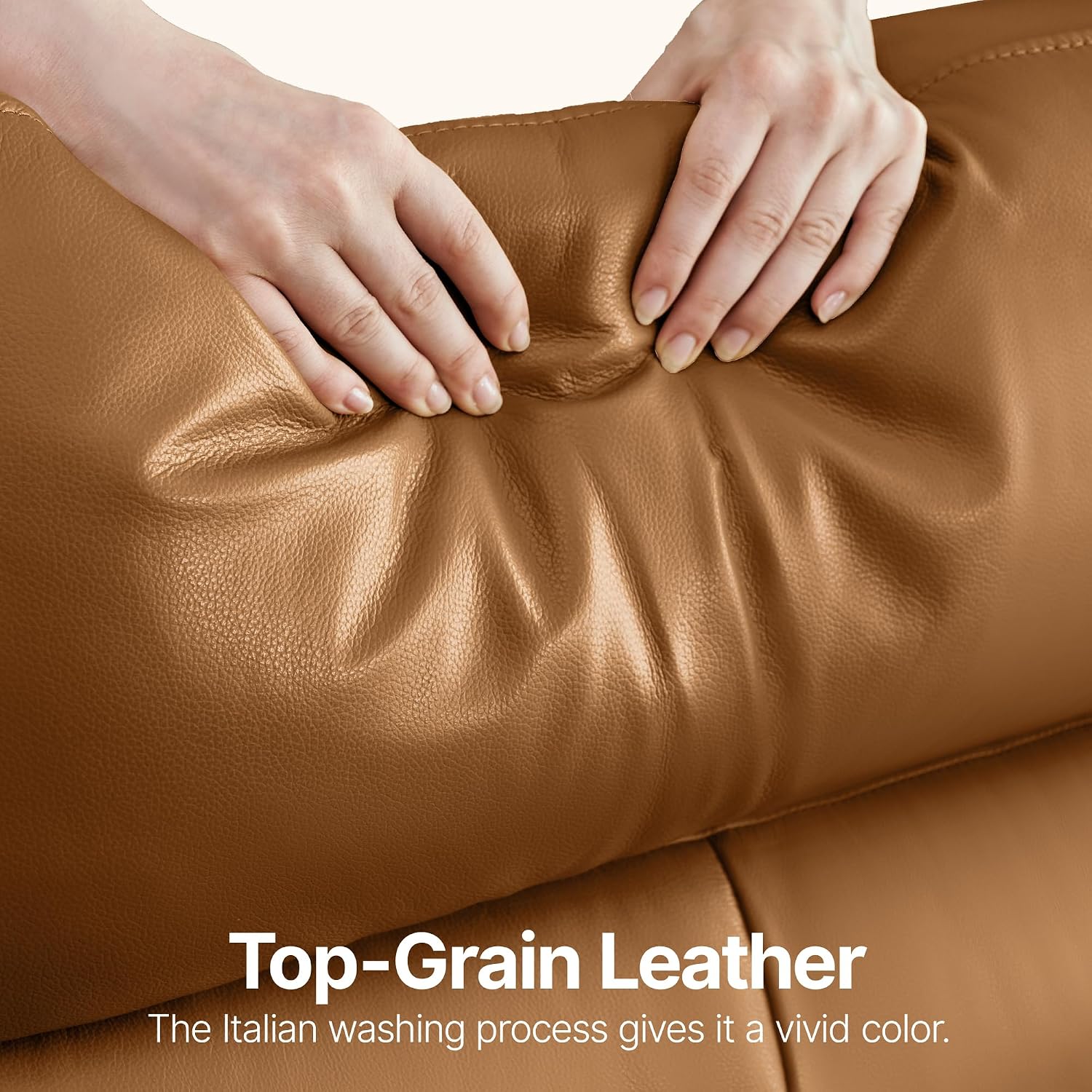 AIRSKY Leather Recliner Chair, Top Grain Leather, Italian Water-Washing Process, Movable Headrest,Swivel Rocker Recliner, Nursery Rocking Chairs,Wall Hugger Recliners, Living Room Chair, R3 (Brown)