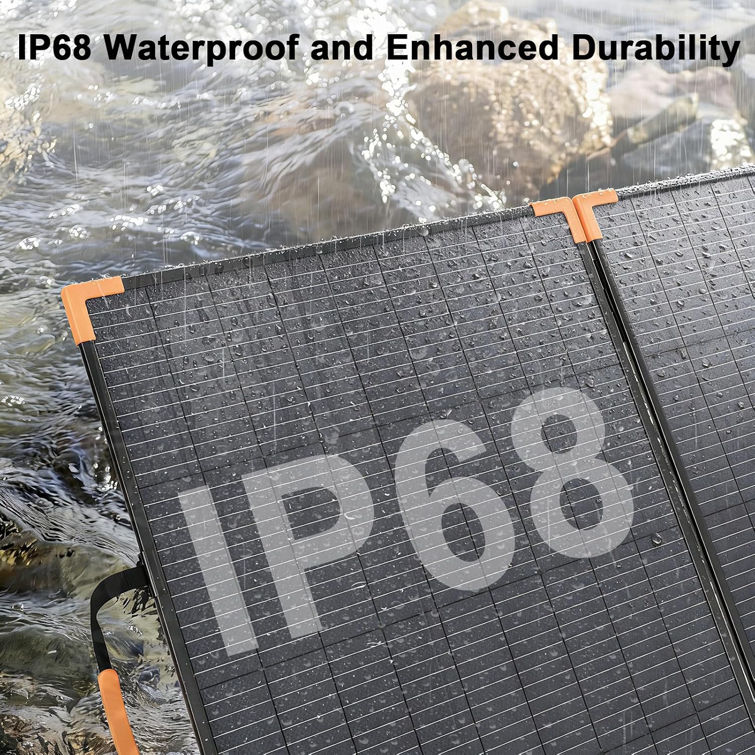 200 Watt Bifacial Portable Solar Panel, 20V Foldable Solar Charger for Power Station, IP68 Waterproof, 23.5% High Efficiency with 2 Sturdy Kickstands for RV Camping Off-Grid Blackouts