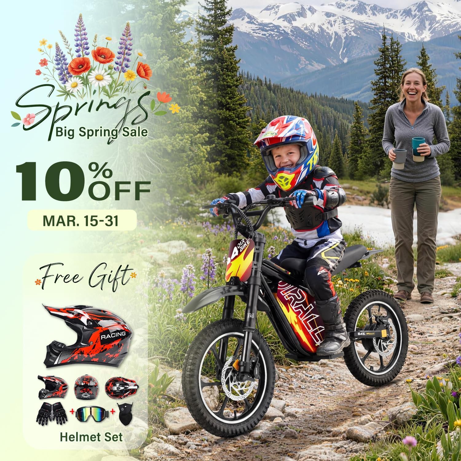 eAhora 36V 1000W Electric Dirt Bike for Kids 8+, 3-Speed Modes Kids Electric Bike, Up to 23MPH & 35 Miles Electric Off-Road Motocross for Kid, Hydraulic Brake & Dual Suspension, S4 Young Plus-Red