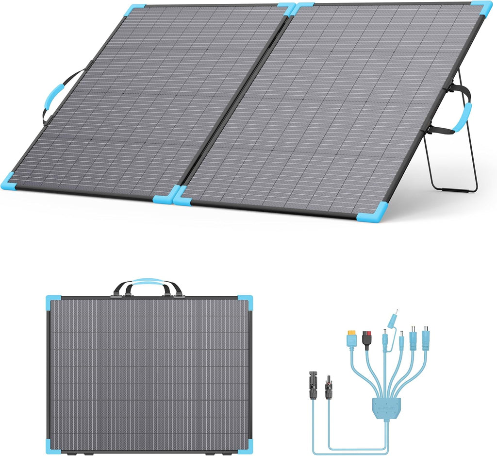 220W Bifacial Portable Solar Panel for Power Station, 23.5% High Efficiency ETFE Foldable Solar Charger for Camping Essentials,IP68 Waterproof 2 Reinforced Kickstands for RV Off-Grid Blackouts