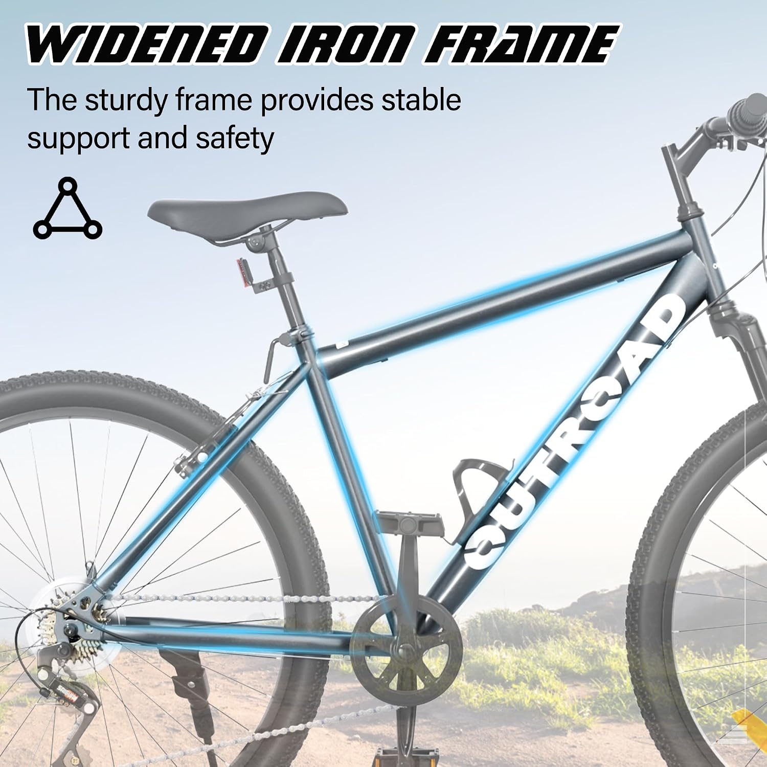 Betterland 26 Inch Mountain Bike with Adjustable Ergonomic Seat, 7/21 Speed Adult Bike with Dual V Brakes, Outdoor Cycling Bike with High Carbon Steel Frame and Front Suspension
