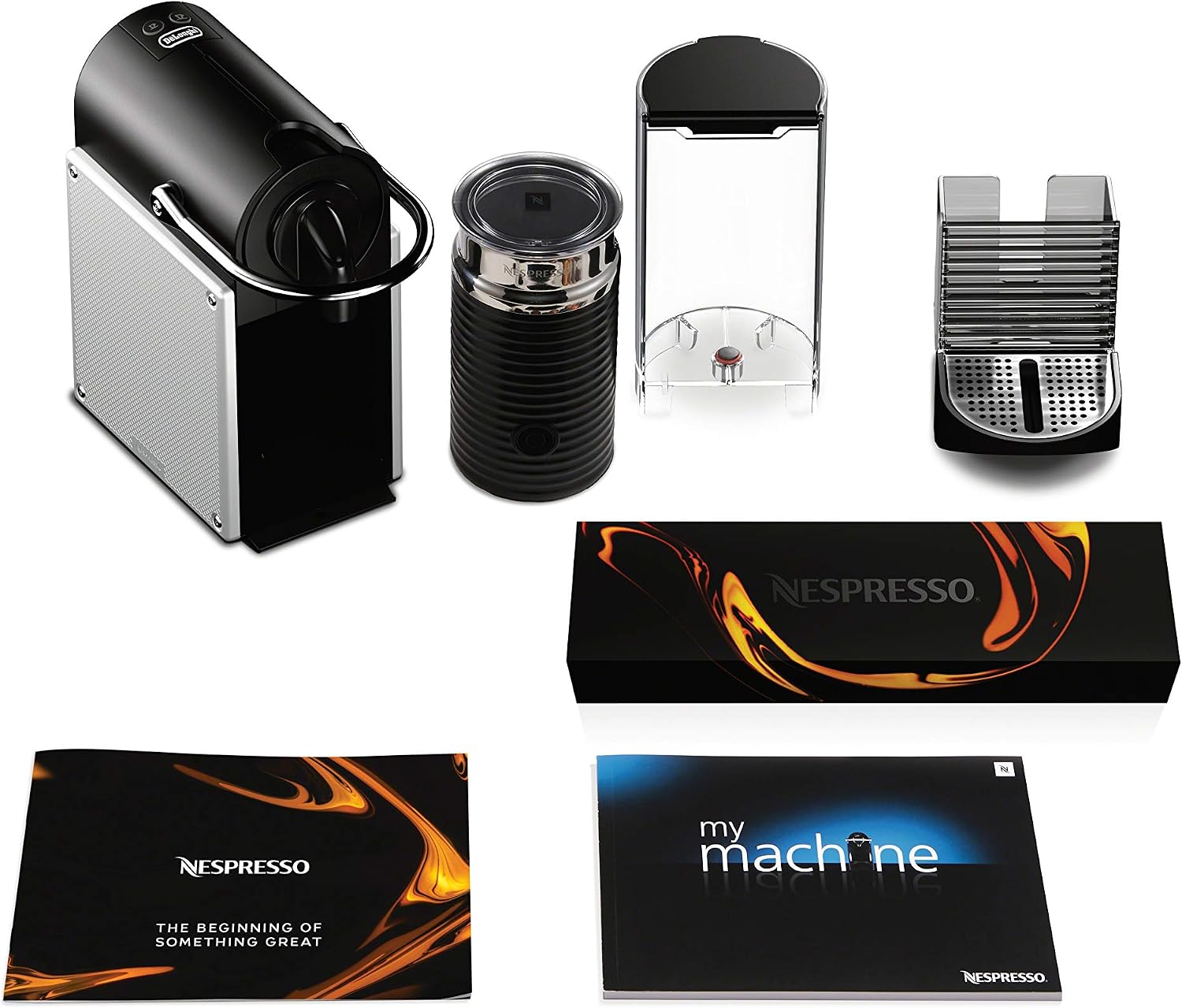 Nespresso Pixie Coffee and Espresso Machine by De'Longhi with Milk Frother, Aluminum, 34 ounces