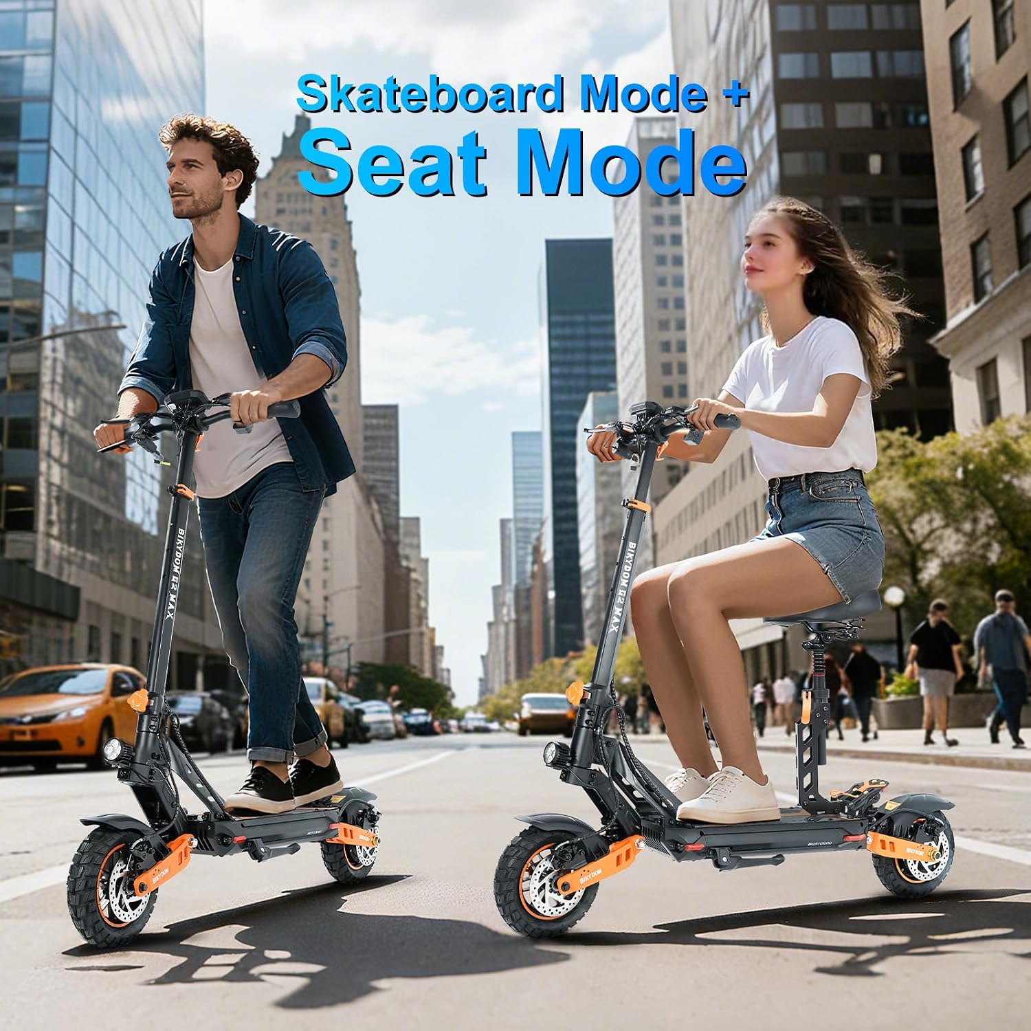 Electric Scooter Adults, 1600 W Motor Up to 50 Miles Range & 40 MPH Top Speed, 10' Off Road Tire Folding E-Scooter with Detachable Seat for Teen Commuting (UL 2272tested)