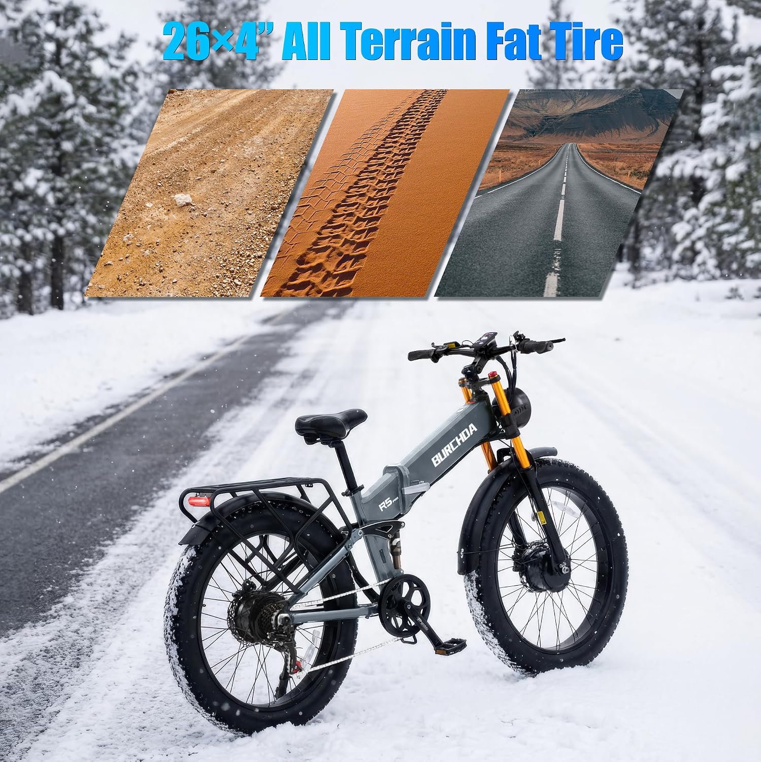 2026 Dual Motor Electric Bike for Adults AWD 5000W/3000W Peak 40 MPH/30 MPH E Dirt Bike, 52V/48V Removable Battery 65/80/150 Miles Max Long Range with Full Suspension 26' Fat Tires Mountain Bike