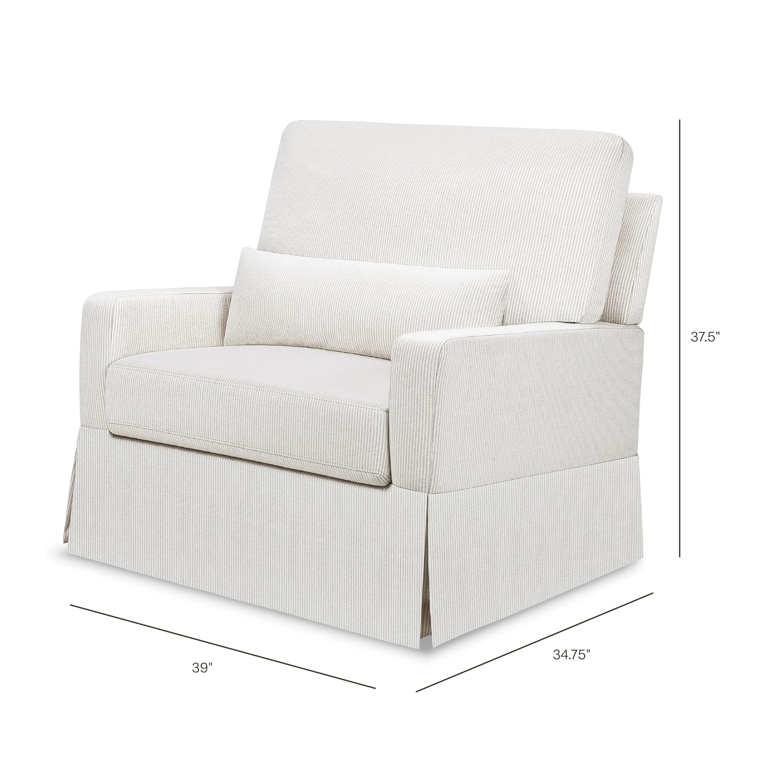 Namesake Crawford Pillowback Chair and a Half Comfort Swivel Glider in Fog Chatham Stripe Performance Eco-Weave, Water Repellent, Greenguard Gold & CertiPUR-US Certified