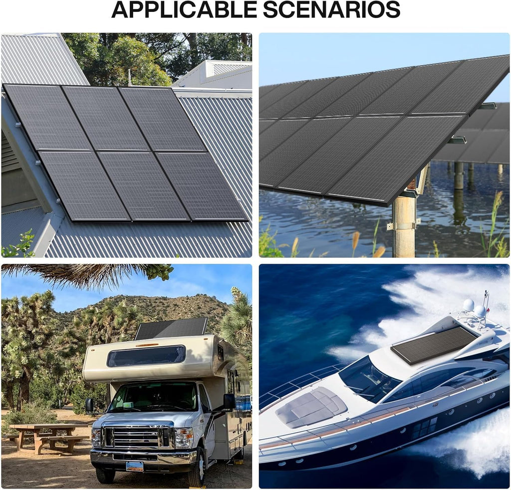 300 Watt Solar Panel, Upgraded 18BB Solar Cells 24.6% High Efficiency Monocrystalline 12V/24V PV Module for Home Rooftop RV Camper Marine Boat Off Grid System All Black (1pack)