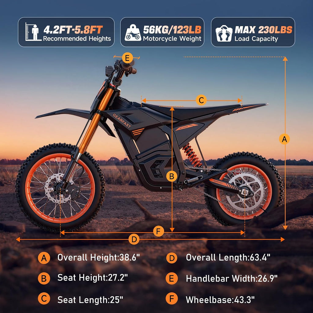Electric Dirt Bike for Adults Teens, Peak 3000W, 36MPH&60 Miles Electric Motorcycle, 48V 21/23.4AH Removable Battery, Hydraulic Brakes&Full Suspension, 14'/12' Fat Tire, Mountain Off-Road