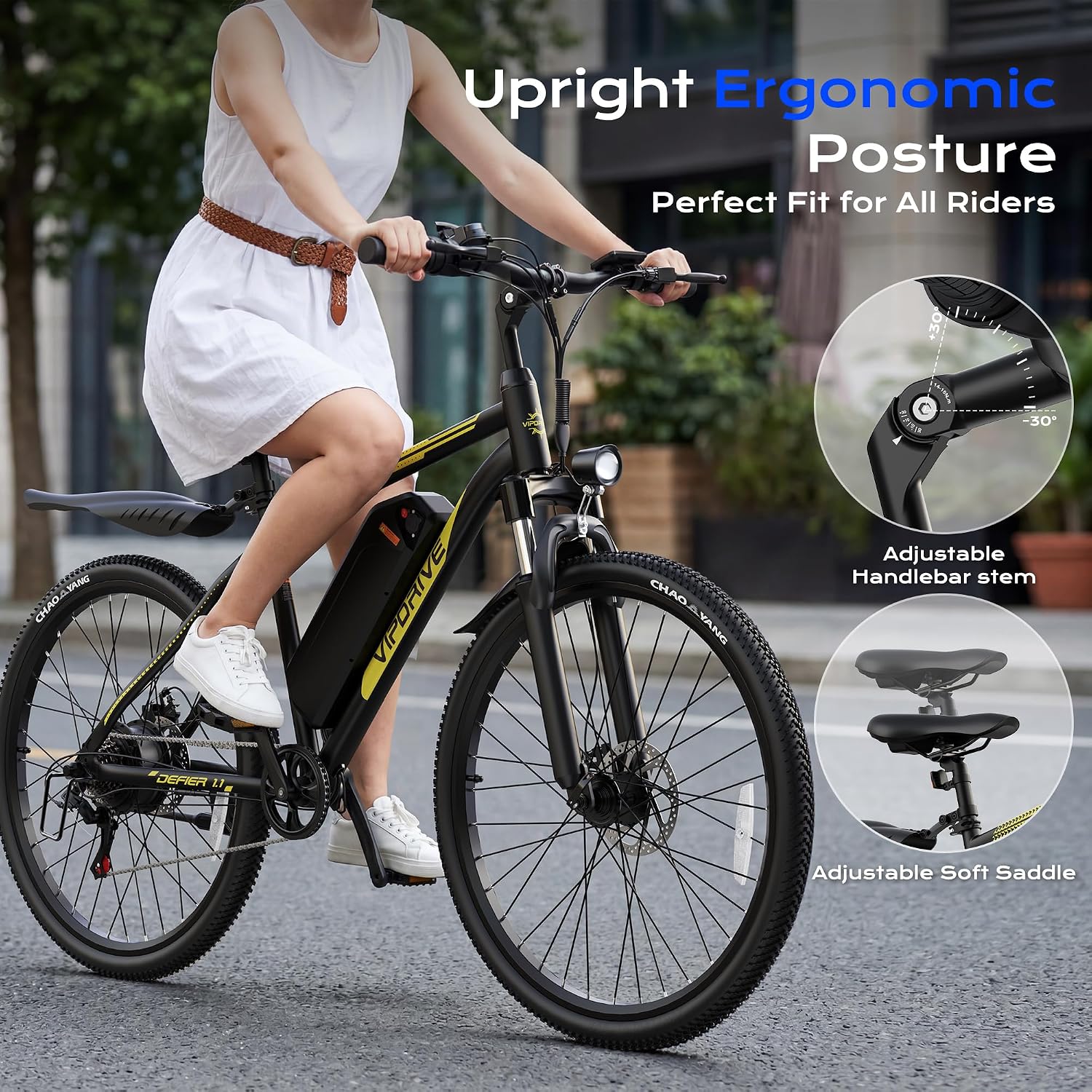 Electric Mountain Bike for Adults, 750W Peak Motor, 22 MPH Commuter Electric Bike, 48V Battery, 50Miles, 24'/26' E-Bike, 7-Speed, Front Suspension, UL Certified