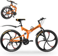 26 ich Folding Mountain Bike, 21 Speed High Carbon Steel Mountain Bike for Adults with 26 Inches Durable Tires, Front Suspension Folding Bicycle for Women and Man | 26 ich, High Carbon Steel, Durable Tires, Front Suspension, Folding Bicycle