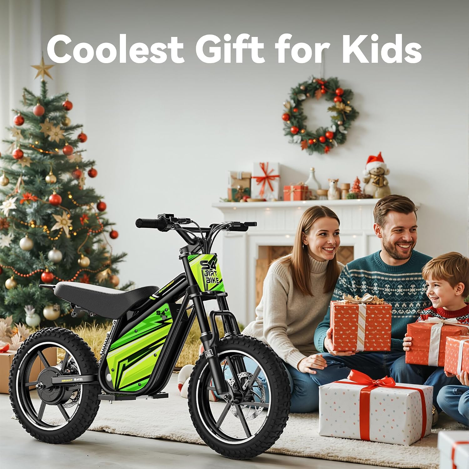eAhora 36V 800W Electric Dirt Bike for Kids 8+, 3-Speed Modes Kids Electric Bike, Up to 18.6MPH & 28 Miles Long-Range Electric Off-Road Motocross for Kid, Full Suspension & Disc Brake, S4 Young-Red