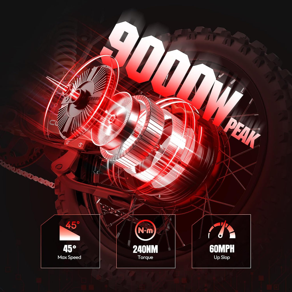 COSWHEEL Electric Dirt Bike for Adults, 9000W Peak Motor Electric Motorcycle, 72V 40Ah Battery, Up to 60MPH Off Road Electric Bike, 19' Dirt Tires, Dual Suspension, Hydraulic Brakes