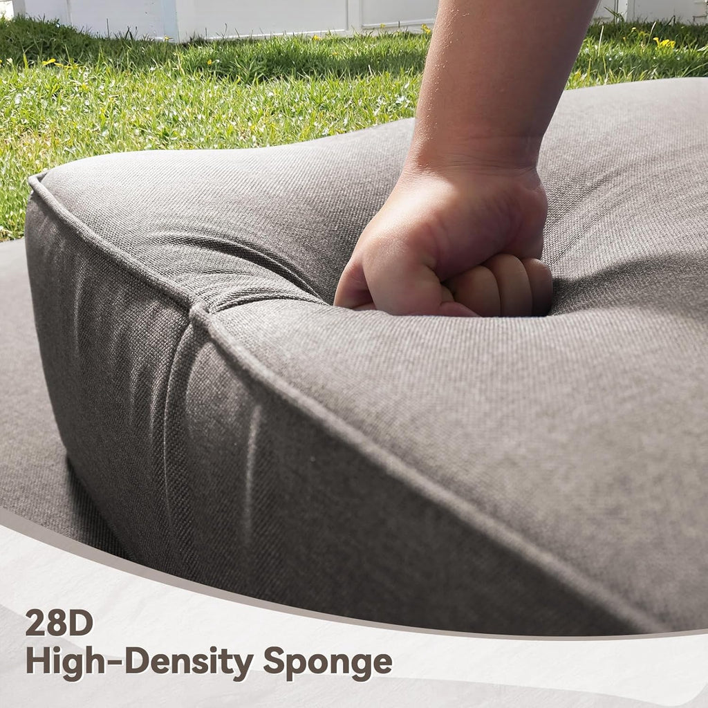 Luxury 6' Outdoor Cushions for Patio Furniture, 24x24x6' Thick Seat Cushion Set of 6, Fade Resistant Couch Chair Replacement Cushions High Density Deep Wicker Chair Cushion w/ Removable Cover Gray
