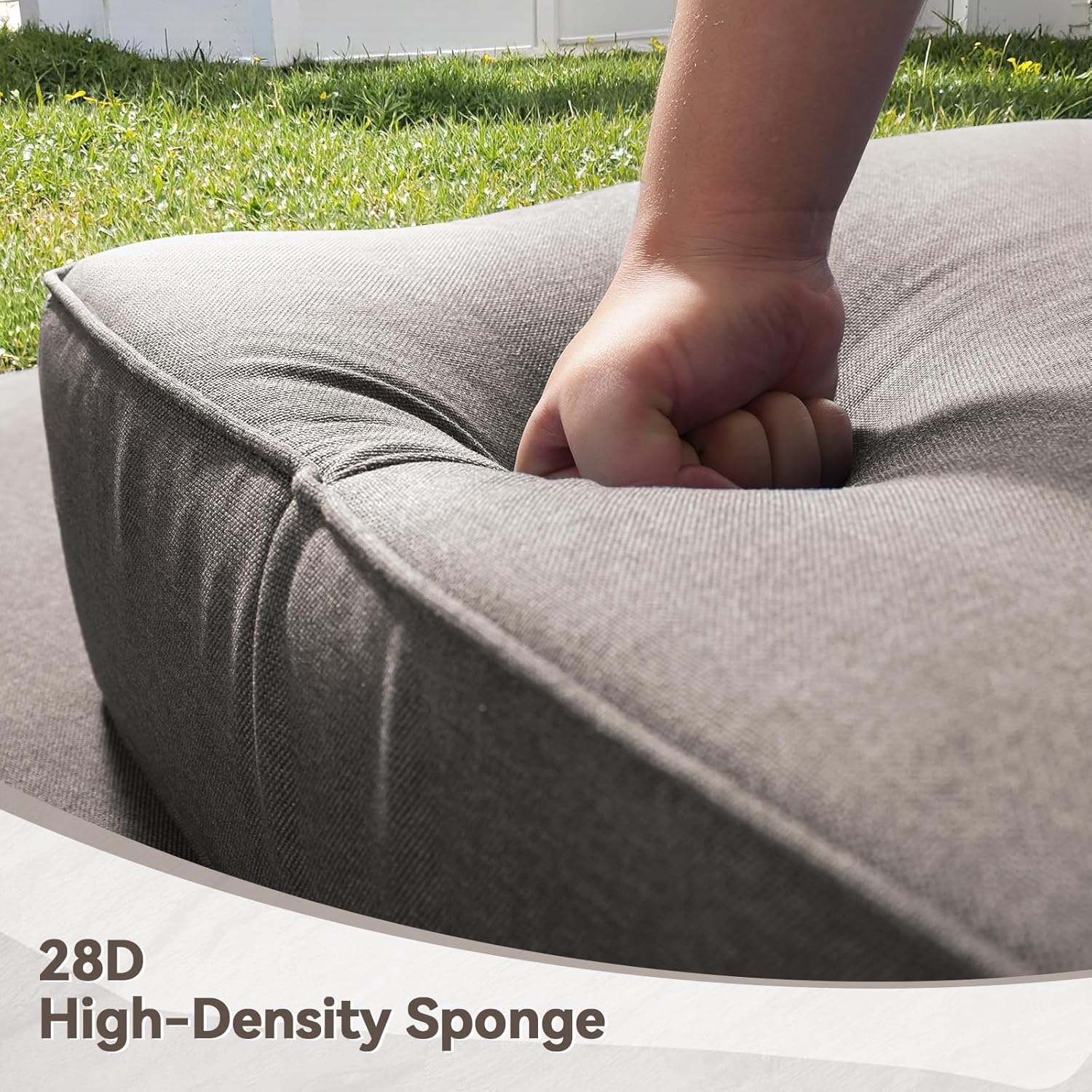 Luxury 6' Outdoor Cushions for Patio Furniture, 24x24x6' Thick Seat Cushion Set of 6, Fade Resistant Couch Chair Replacement Cushions High Density Deep Wicker Chair Cushion w/ Removable Cover Gray