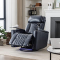 Recliner Chair, 270° Power Swivel Recliner Chair with 360° Swivel Tray Table and Cell Phone Holder, Cup Holder, Home Theater Seating with Hidden Arm Storage, Soft Living Room Chair (Blue/27)