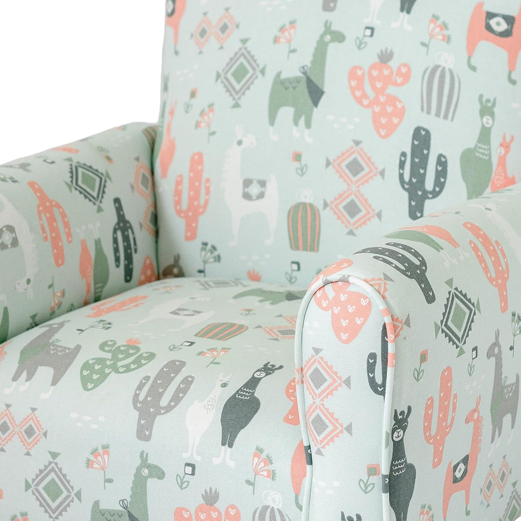 Toddler Personalized Armchair, Kids Upholstered Rocking Chair with Personalization, Toddler Chair with Personalized Name, Comfy Child Armchair, (Llama Print, Rockers)