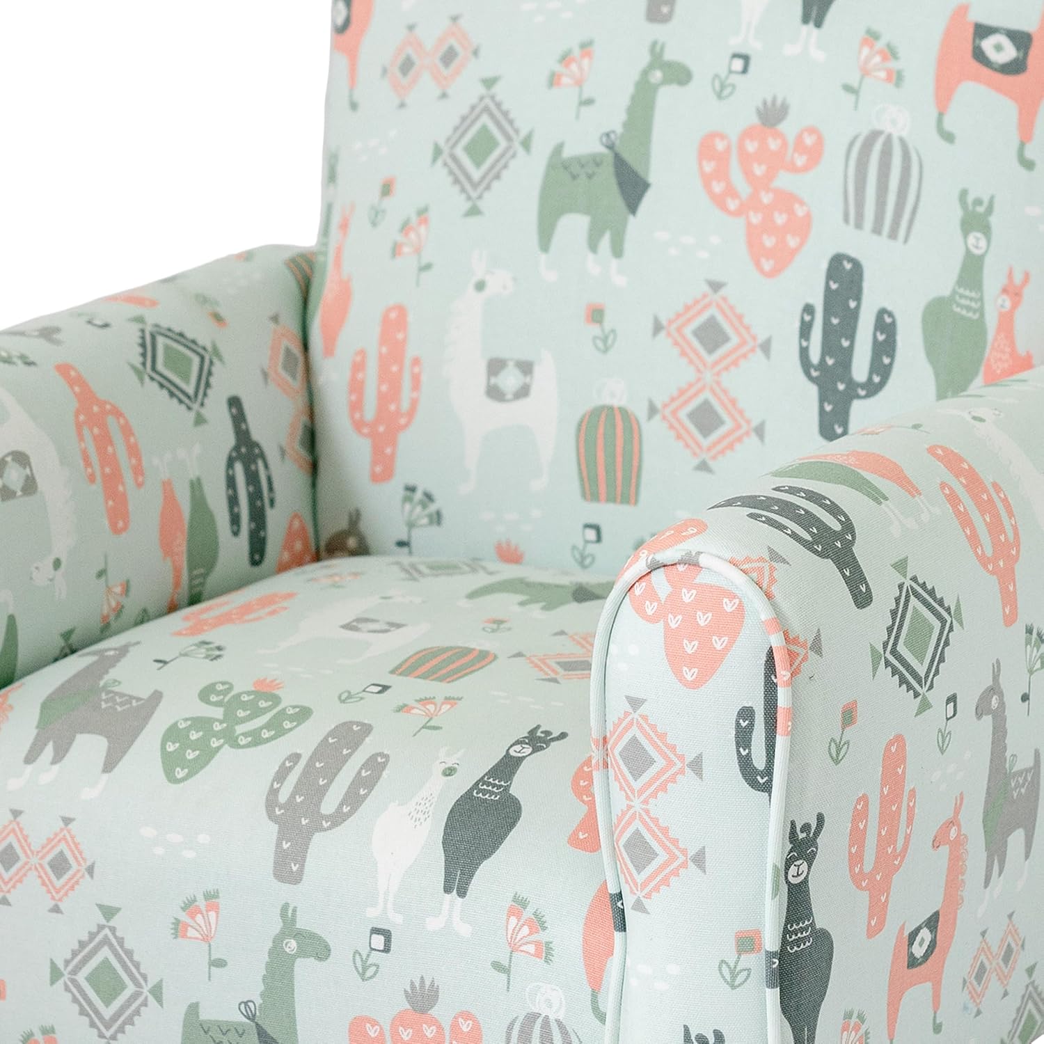 Toddler Personalized Armchair, Kids Upholstered Rocking Chair with Personalization, Toddler Chair with Personalized Name, Comfy Child Armchair, (Llama Print, Rockers)