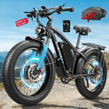 8000W Peak Electric Bike 60V 26Ah Dual Motor Ebike for Adults, 47MPH Up to 100Miles Fast Ebike, 24Inches Fat Tire E Bike,Lockable Suspension Mountain E-bike for Snow Hunting Off-Road Sand Commuter