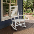 Cambridge Casual Bentley Solid Wood Porch Rocking Chair, White – Outdoor Wooden Rocker for Patio, Front Porch, Comfortable Contoured Seat