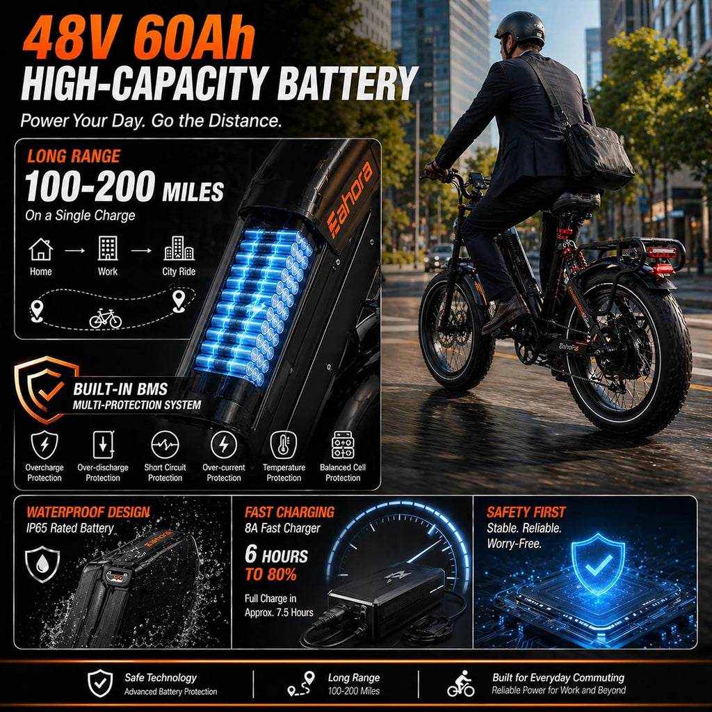 2026 eAhora Juliet Pro 2 Electric Bike for Adults, Peak 5400W Dual Motor, 43Mph, 60V 70Ah Battery for 220 Miles Range, 20' Fat Tires, APP, Commuting & Delivery