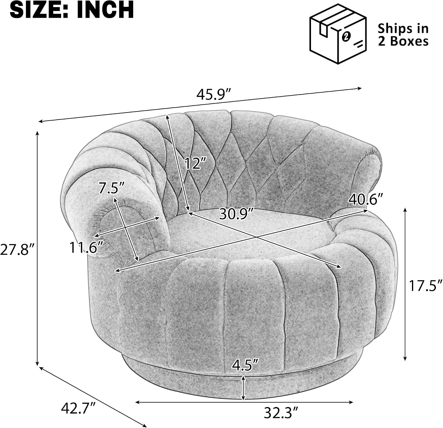360° Swivel Accent Chair, Chenille Fabric Barrel Swivel Chair Round Club Chair with Curved Armrests & Thick Cushioning, Stylish Channel-Tufted & Diamond-Quilted Backrest for Living Room (Green,02)