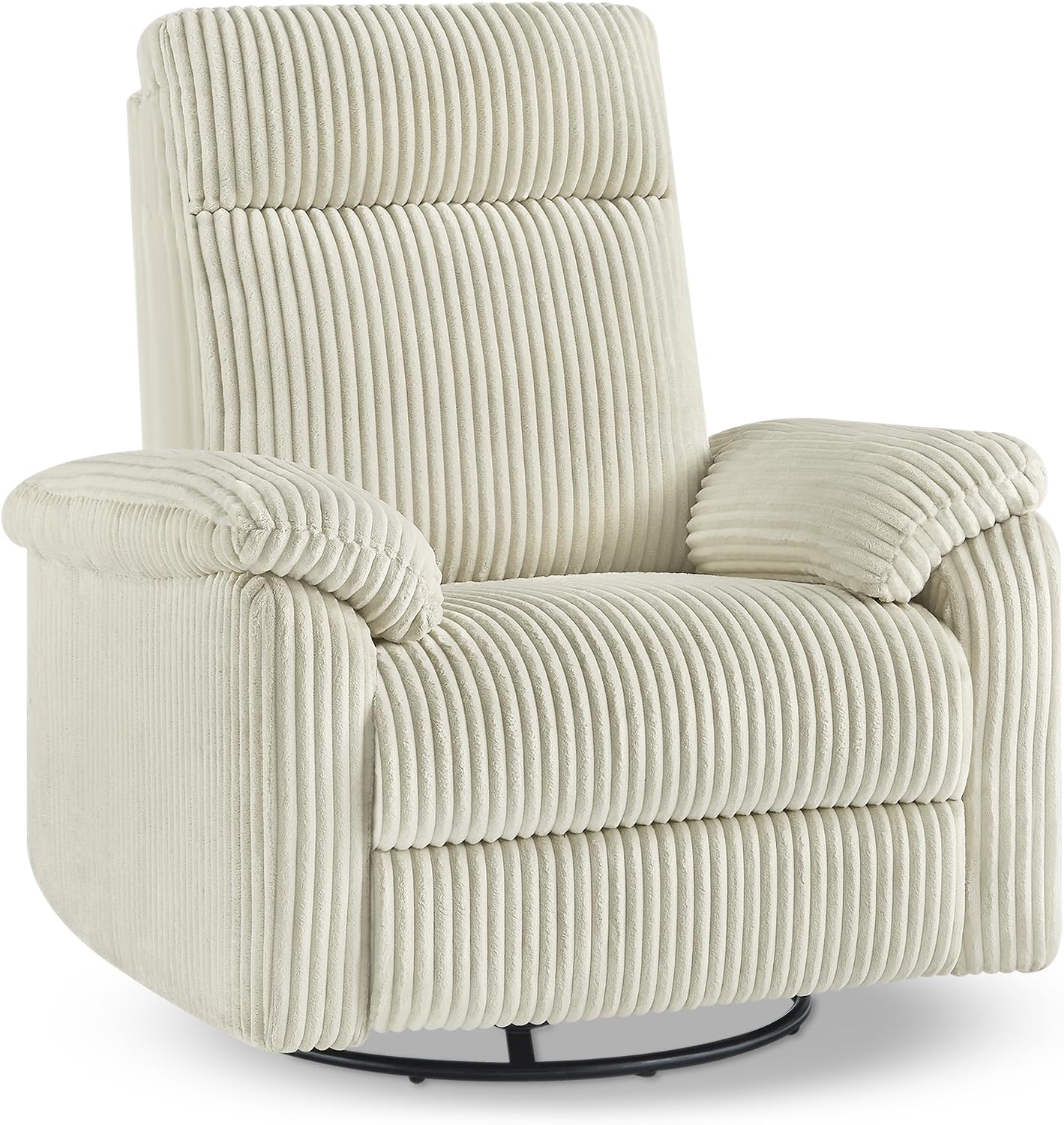 KISLOT Swivel Rocker Recliner for Adults, Corduroy 360 Degree Swivel Glider Recliner Manual 3-Position Adjustable Easy Assembly for Small Space Living Room Nursery Bedroom