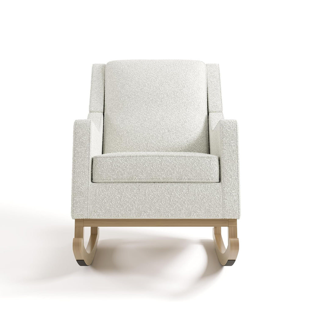 Storkcraft Pasadena Nursery Rocker (Ivory Boucle with Driftwood) - Upholstered, Rocking Chair for Nursery, Gentle Rocking Motion, Solid Wood Base