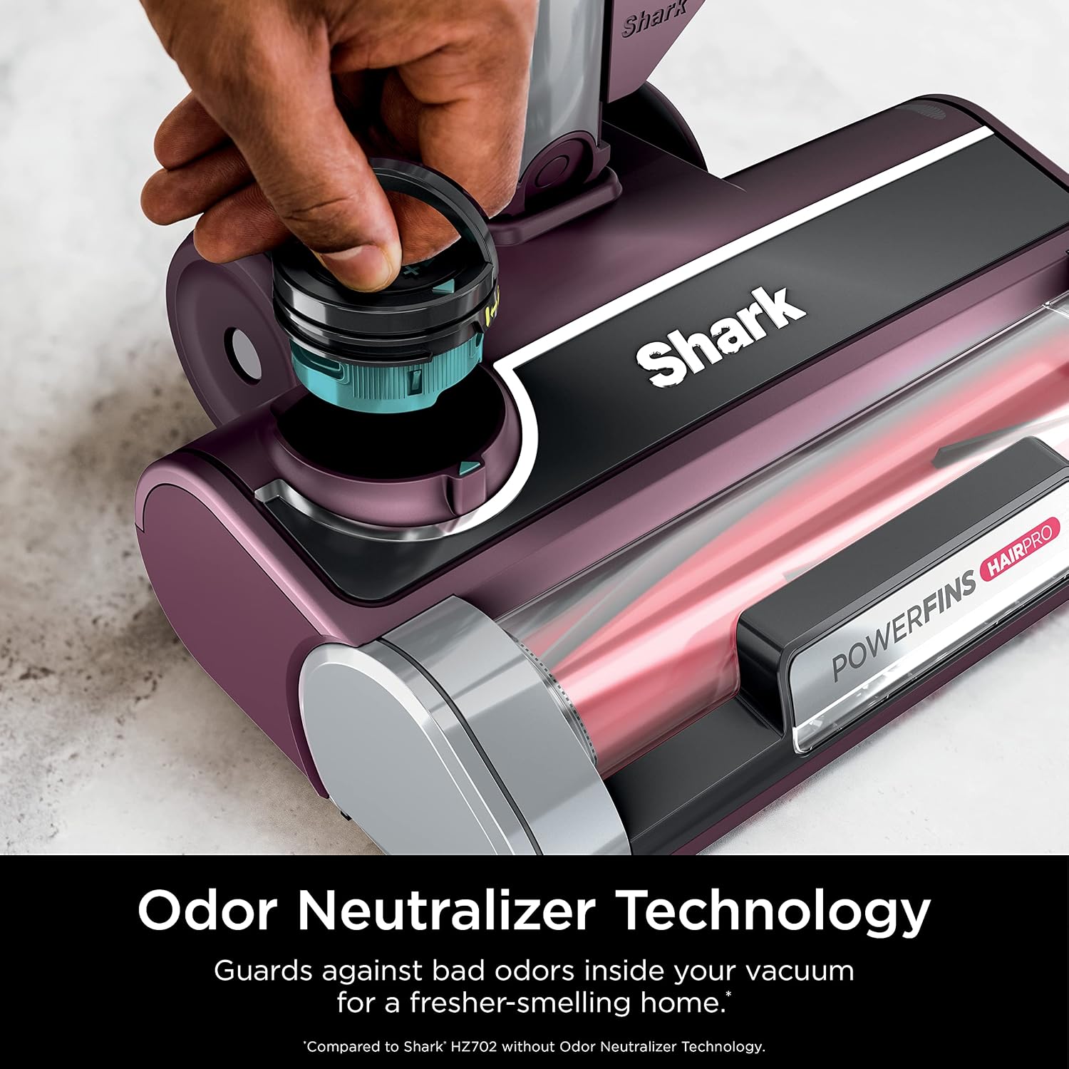 Shark HZ702 Ultralight PetPro Corded Stick Vacuum with PowerFins HairPro Odor Neutralizer Technology, Crevice & Upholstery Tool, Precision Duster, Wine Purple (Renewed)