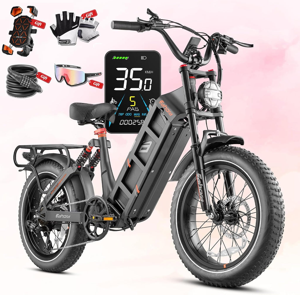 eAhora 2026 Juliet Pro 2 43-31Mph Electric Bike for Adults 5400W Dual Motor Ebike 60V/70Ah 48V/60Ah 200+Miles Long Range Electric Bicycle 20' Fat Tires Full Suspension Electric Mountain Bike