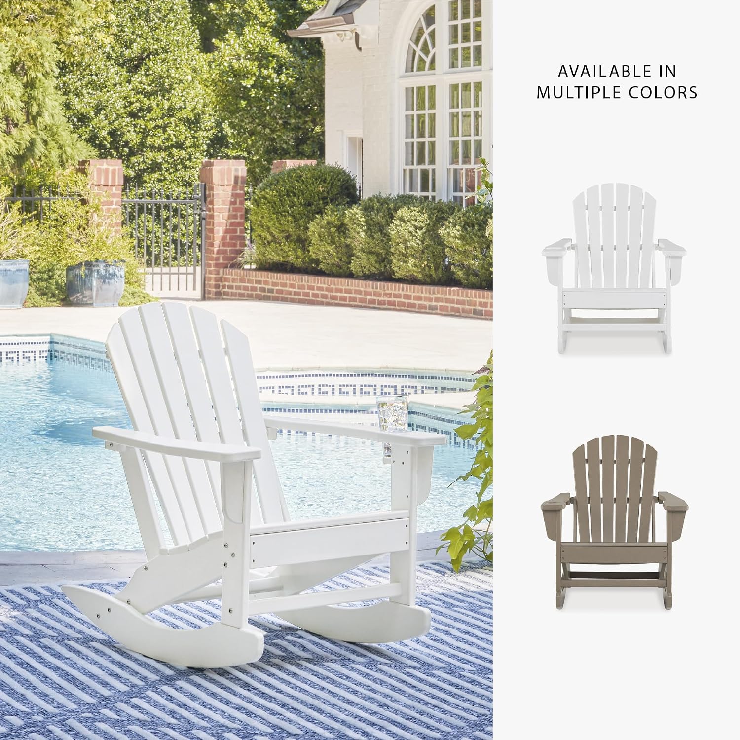 Signature Design by Ashley Sundown Treasure Cottage Weather Resistant Outdoor Rocking Chair with 1 Cup Holder, White