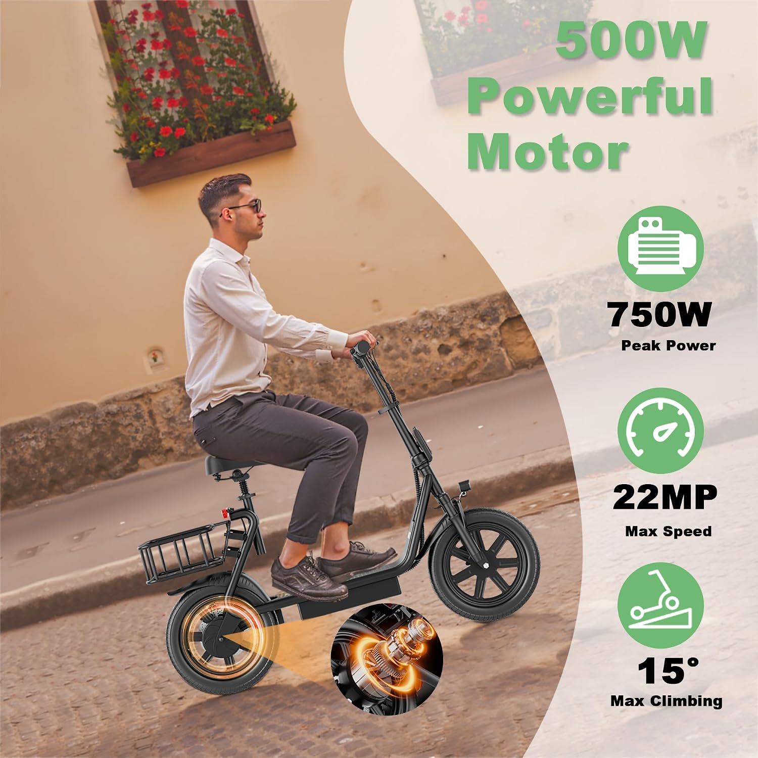 NAVIC Electric Scooter with Dual Suspension, 8.5'/10' Tires, 350W/500W Motor, 19/22 Mph, Max 22/25/27/49Miles Range, Foldable E Scooter for Adults with Braking, App Control