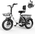 Qlife Triker Electric Bike, Peak 1200W Brushless Motor Folding Trike Ebike, 499Wh Removable Battery, Step-Thru 3 Wheel Electric Bicycle, Up to 55 Miles, 18 Tire Tricycle for Adults