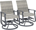 Outsunny Patio Glider Chair Set of 2, Wicker Rattan Outdoor Swivel Chair with Steel Frame, High Back, Armrests, Porch Glider with Adjustable Foot Pads for Garden, Lawn, Backyard, Yellow