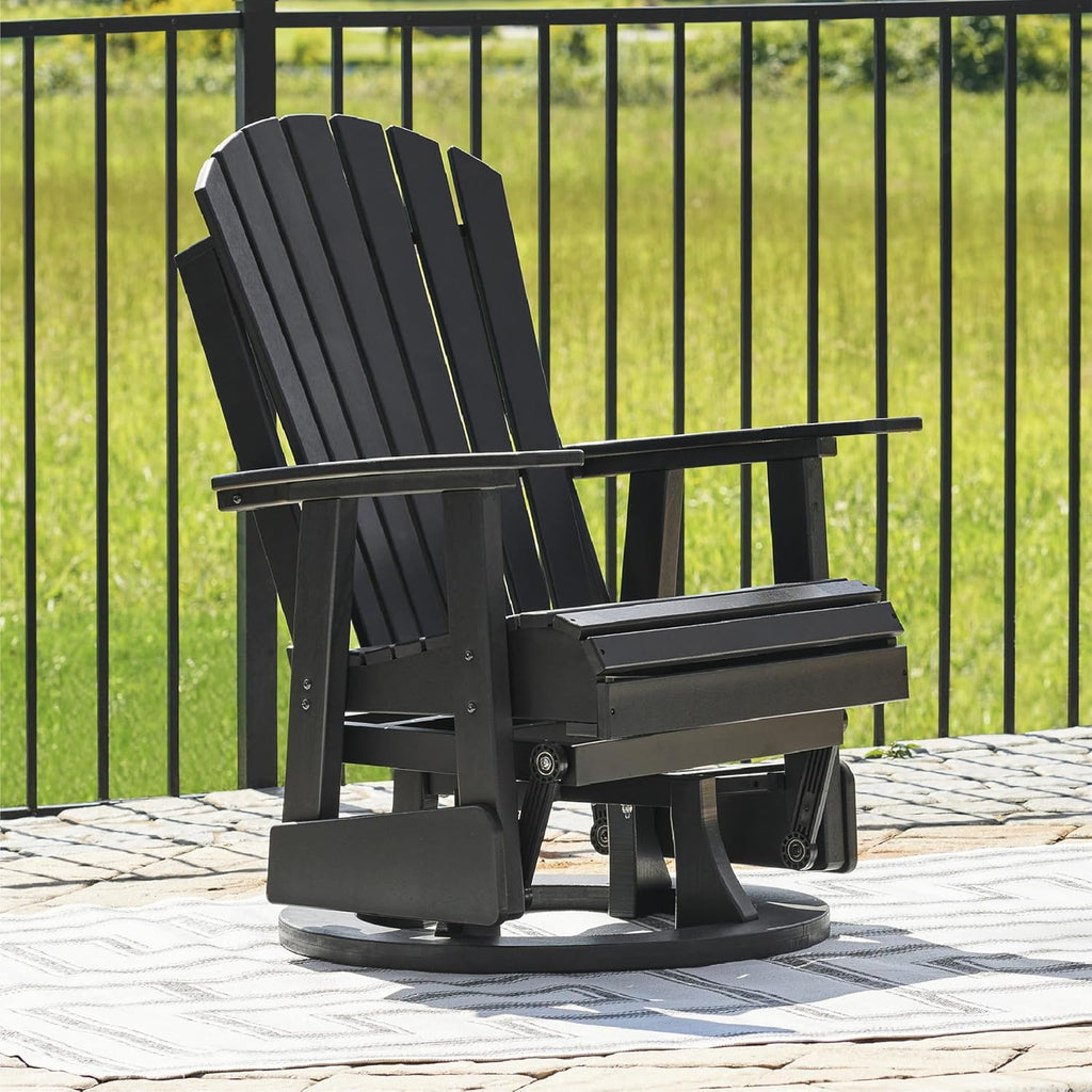 Signature Design by Ashley Hyland Wave Modern Outdoor Swivel Glider Chair, Gentle Gliding Motion, Stainless Steel Hardware and HDPE, 30.88' W x 30.5' D x 41.63' H, Black