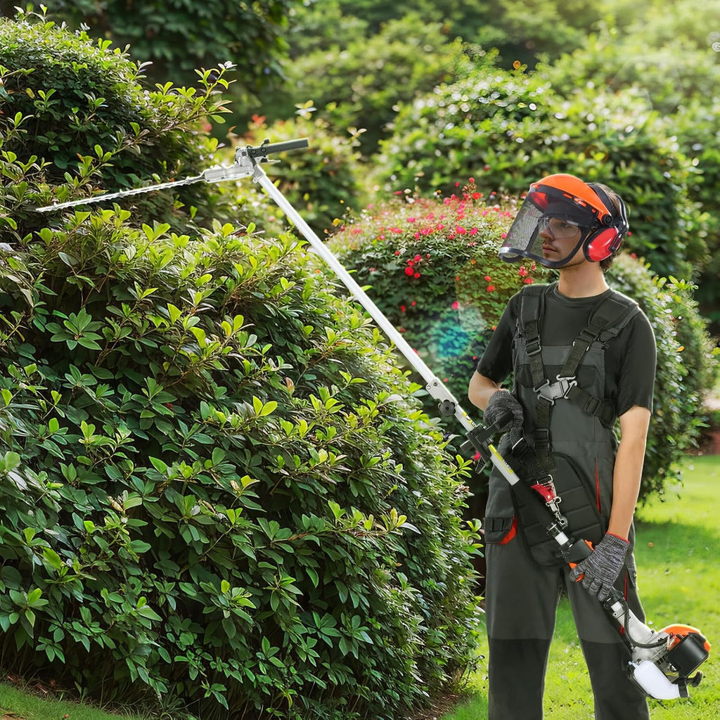 VEVOR 5-in-1 26cc 2 Cycle Gas Powered Dual Sided Hedge Trimmer, Weed Eater, String Trimmer, Edger, Pole Saw Chainsaw Pruner with EPA, CE and EMC Certification