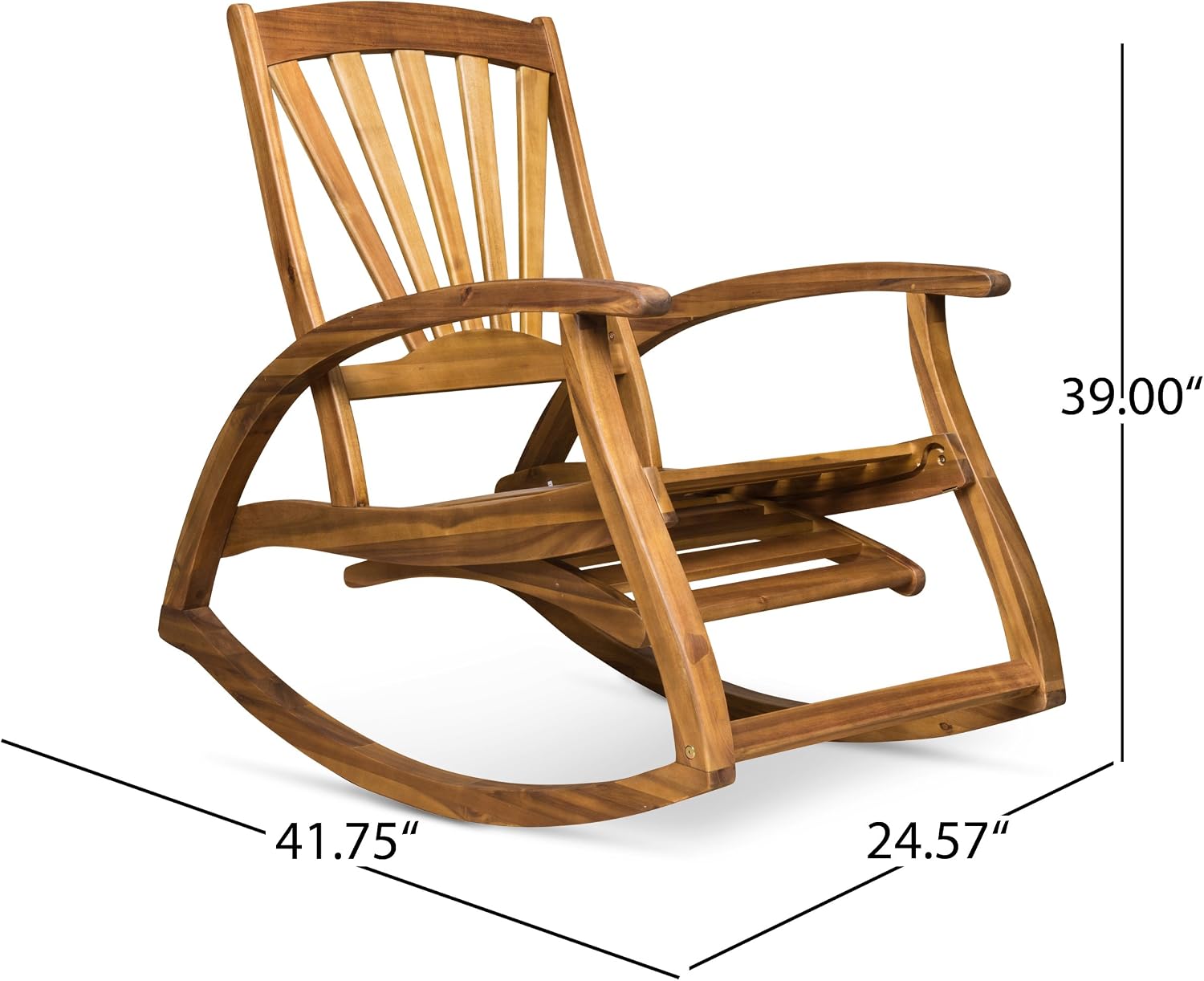 Christopher Knight Home Alva Outdoor Acacia Wood Rocking Chair with Footrest, Teak Finish