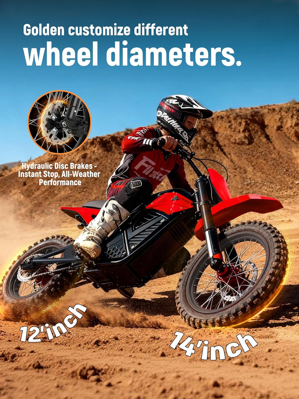 ESKUTE Electric Dirt Bike for Teens Adults, Mid-Drive Motor 3500W Peak, Electric Motorcycle 48V23Ah Battery, Hydraulic Brake，53Mile,38mph, Hydraulic Nitrogen Shock Absorbers, RED