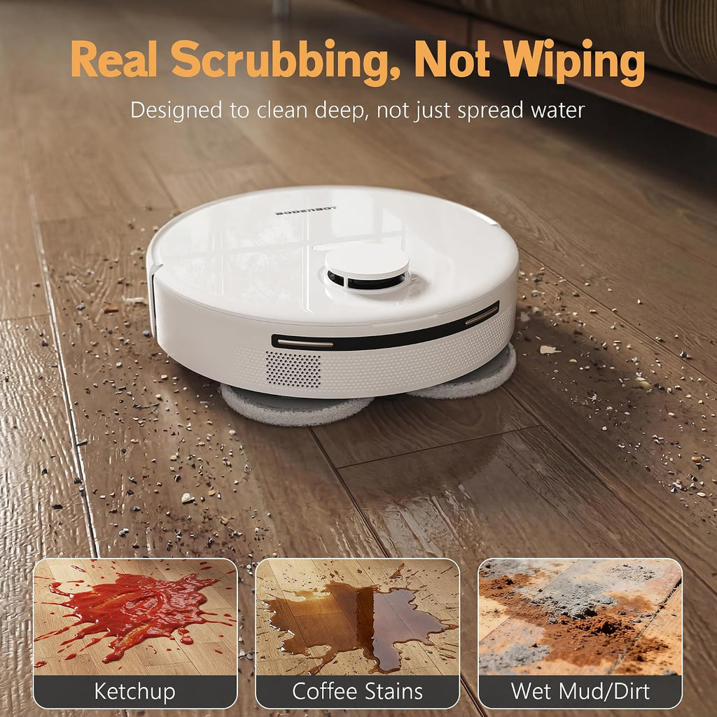 K90L Robot Vacuum and Mop Combo for Pet Hair, Dual Spinning Mops with Self-Cleaning and Warm Air Drying, LiDAR Navigation with No-Go Zones, App & Alexa Control, for Carpet and Hard Floors