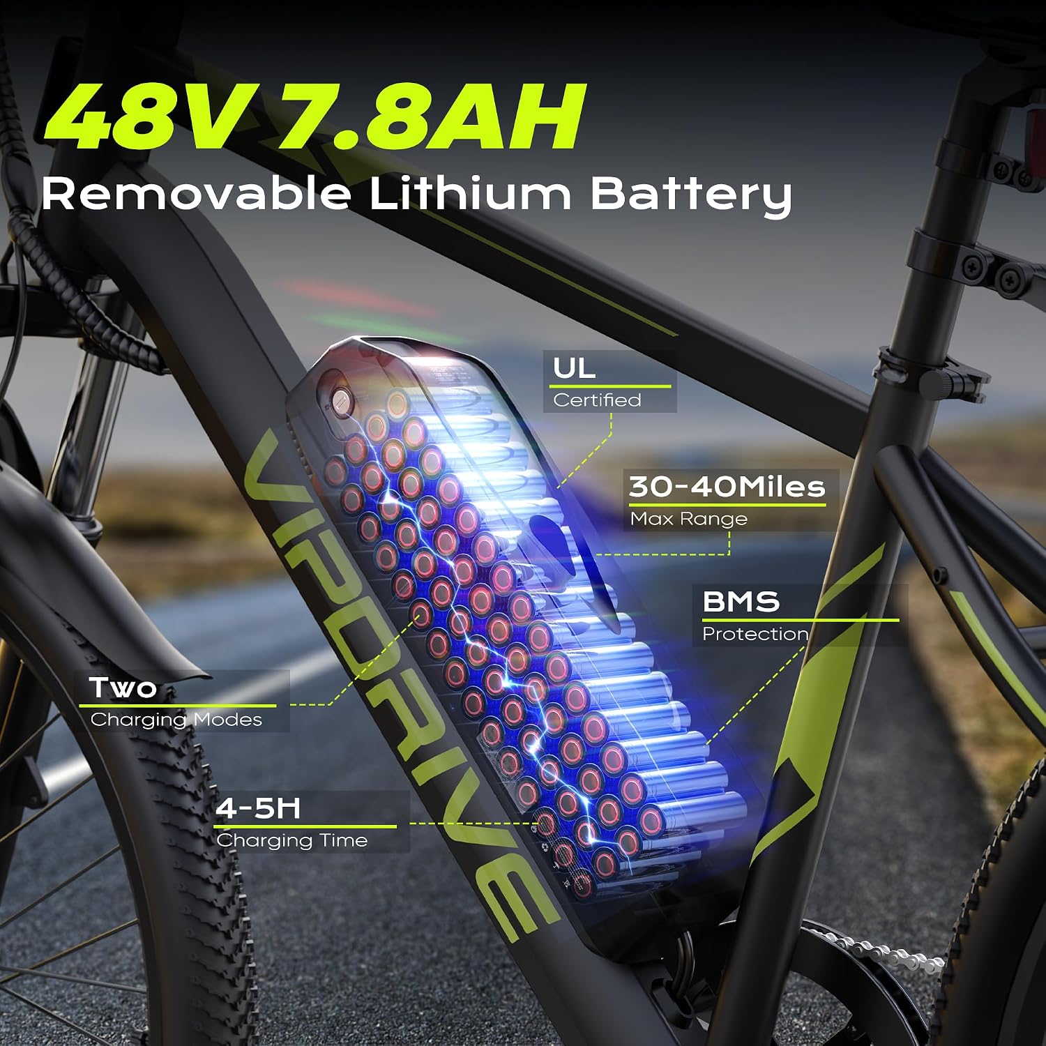 Electric Mountain Bike for Adults, 750W Peak Motor, 22 MPH Commuter Electric Bike, 48V Battery, 50Miles, 24'/26' E-Bike, 7-Speed, Front Suspension, UL Certified