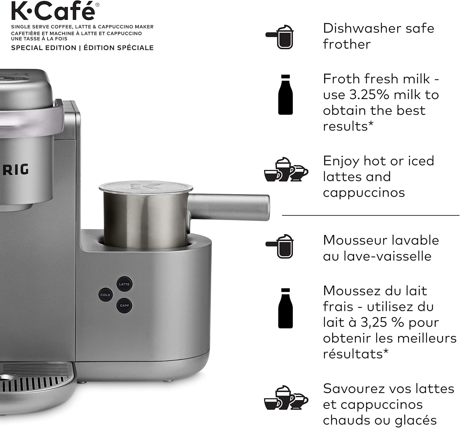 Keurig K-Café Special Edition Single Serve K-Cup Pod Coffee, Latte and Cappuccino Maker, with Milk Frother for Speciality Beverages, Grey Keurig COFFEE_MAKER