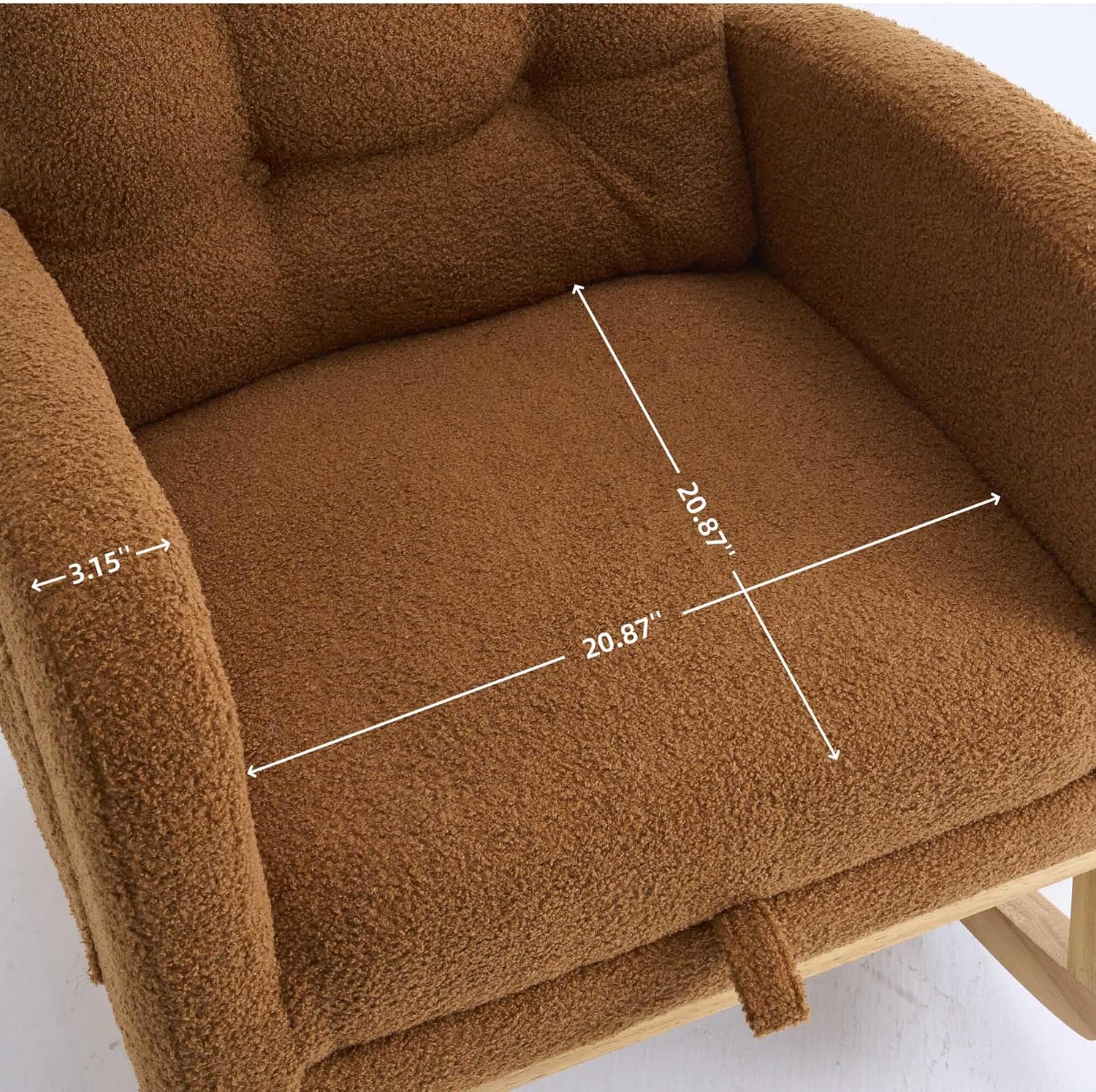 Nursery Rocking Chair with Foot Rest & Side Pocket, 300lbs Capacity, Rocking Chairs with High Backrest, Suitable for Living Room Bedroom, Comfort (Caramel)