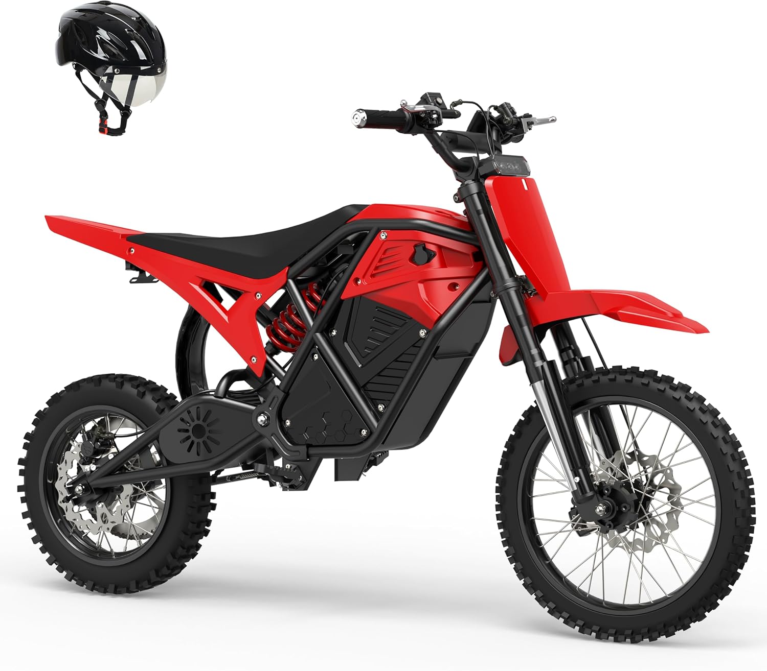 ESKUTE Electric Dirt Bike for Teens Adults, Mid-Drive Motor 3500W Peak, Electric Motorcycle 48V23Ah Battery, Hydraulic Brake，53Mile,38mph, Hydraulic Nitrogen Shock Absorbers, RED