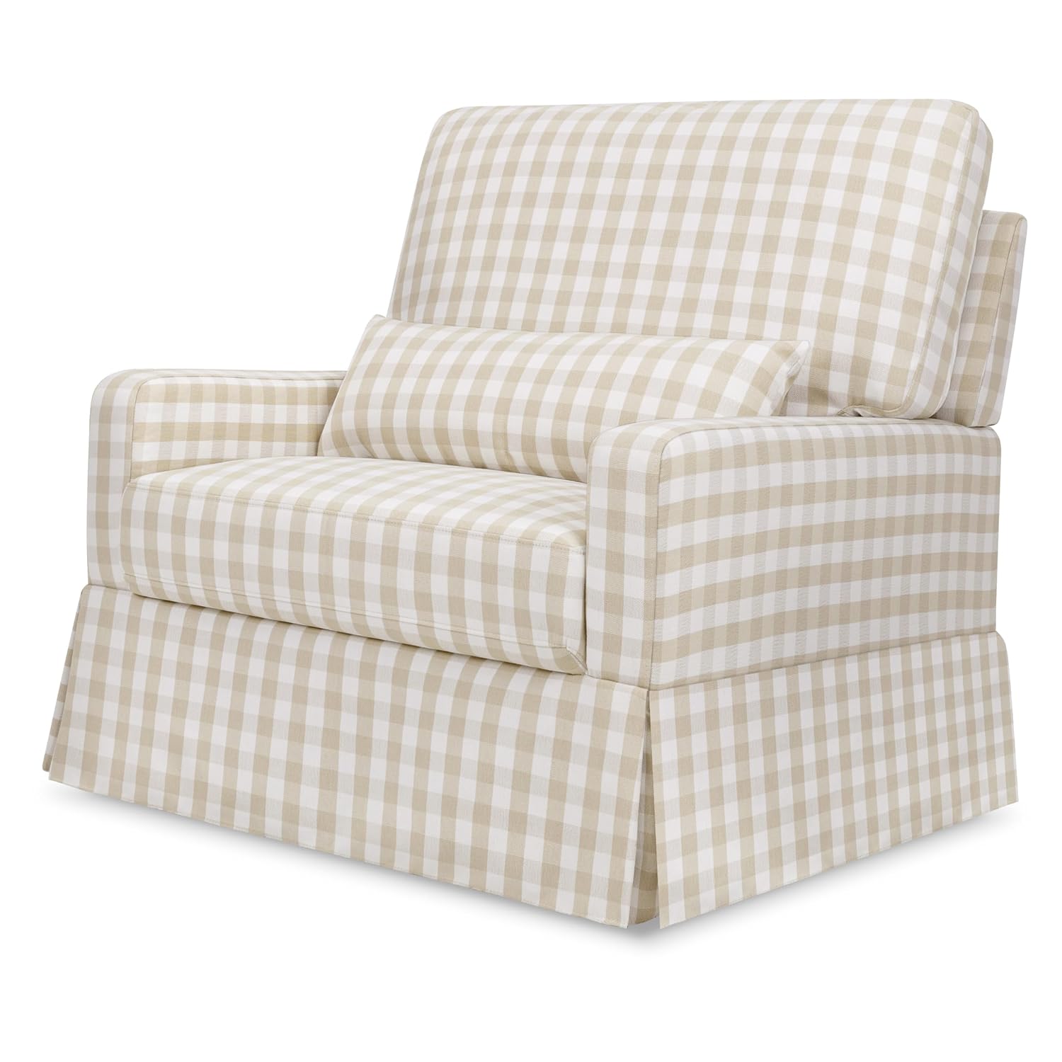 Namesake Crawford Pillowback Chair and a Half Comfort Swivel Glider in Tan Gingham, Greenguard Gold & CertiPUR-US Certified
