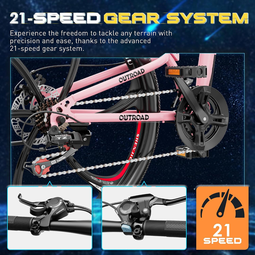 26 Inch Folding Mountain Bike with High Carbon Steel, 21 Speed City Bike with Dual Suspension, Folding Bicycle for Adults Men and Women