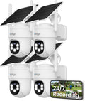 Solar Camera Security Outdoor - AOV 24/7 Recording Security Cameras Wireless Outdoor with 360° View, Human Auto Tracking, 2K Night Vision, Compatible with Alexa/Google Assistant (4 Pack)
