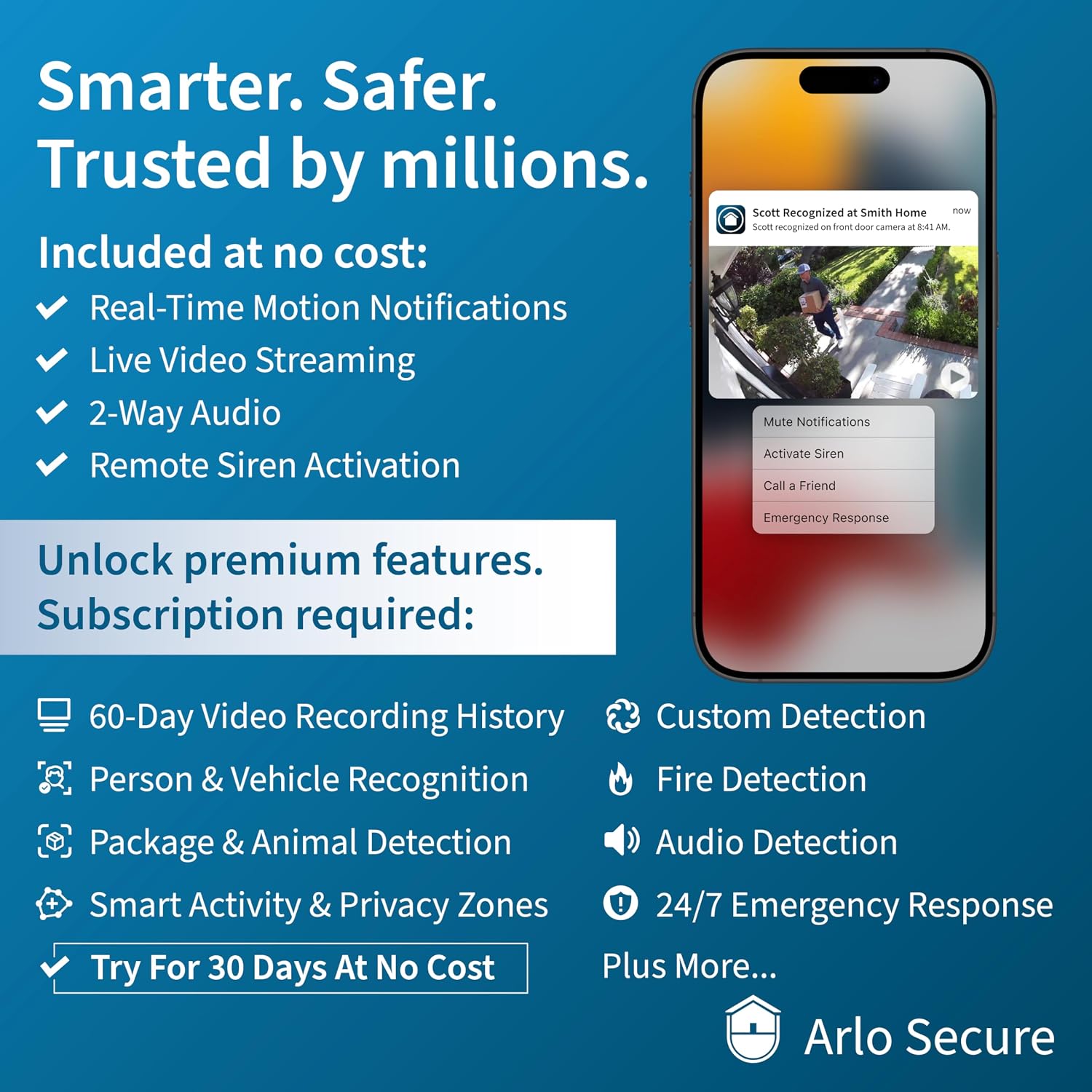 Arlo Ultra Security Camera 4K HDR (2nd Gen, 2020 Release) + SmartHub, Battery Power, Emergency Response, AI Event Captions, 1-Month Trial of Secure Plan, 180° Field of View, 2 Cam, White