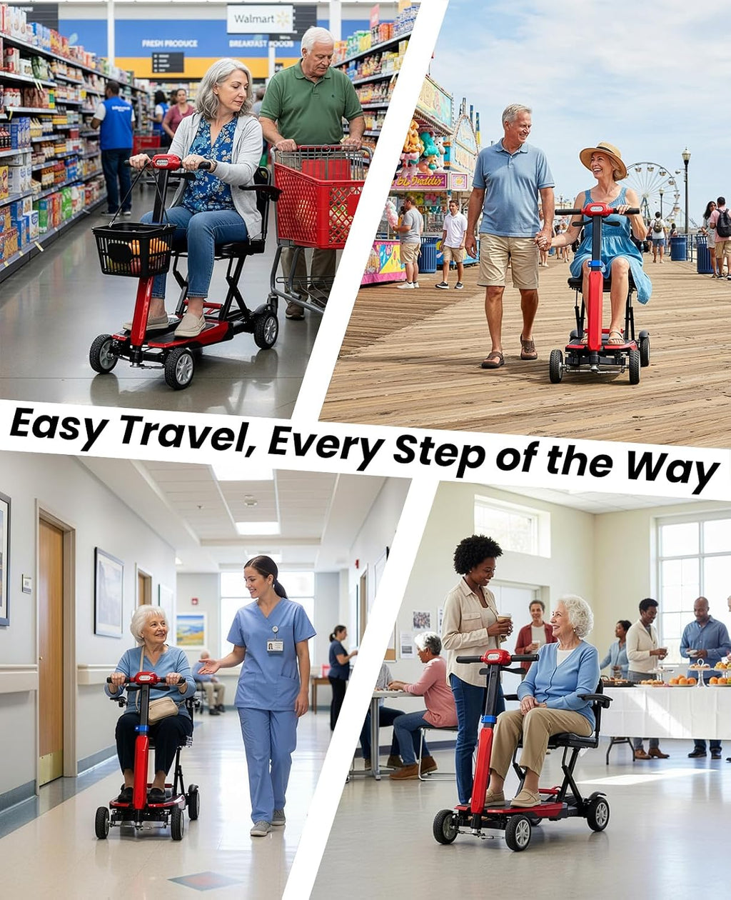 Portable Foldable Electric Mobility Scooter for Seniors – Safe Anti-Tip Design, Adjustable Seat & Armrests, 12-Mile Long-Range, Smooth 180W Brushless Motor
